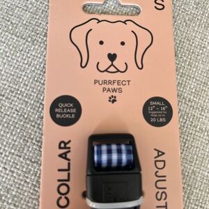 Small Blue Gingham Adjustable Dog Collar